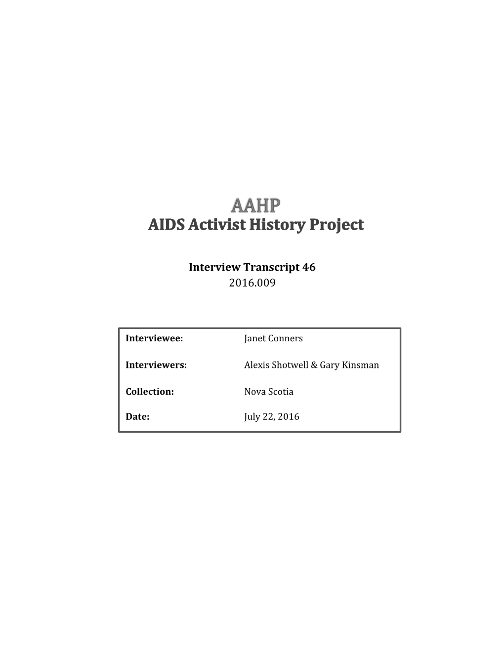 AIDS Activist History Project