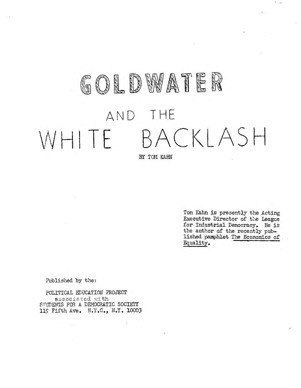 Goldwater and the White Backlash