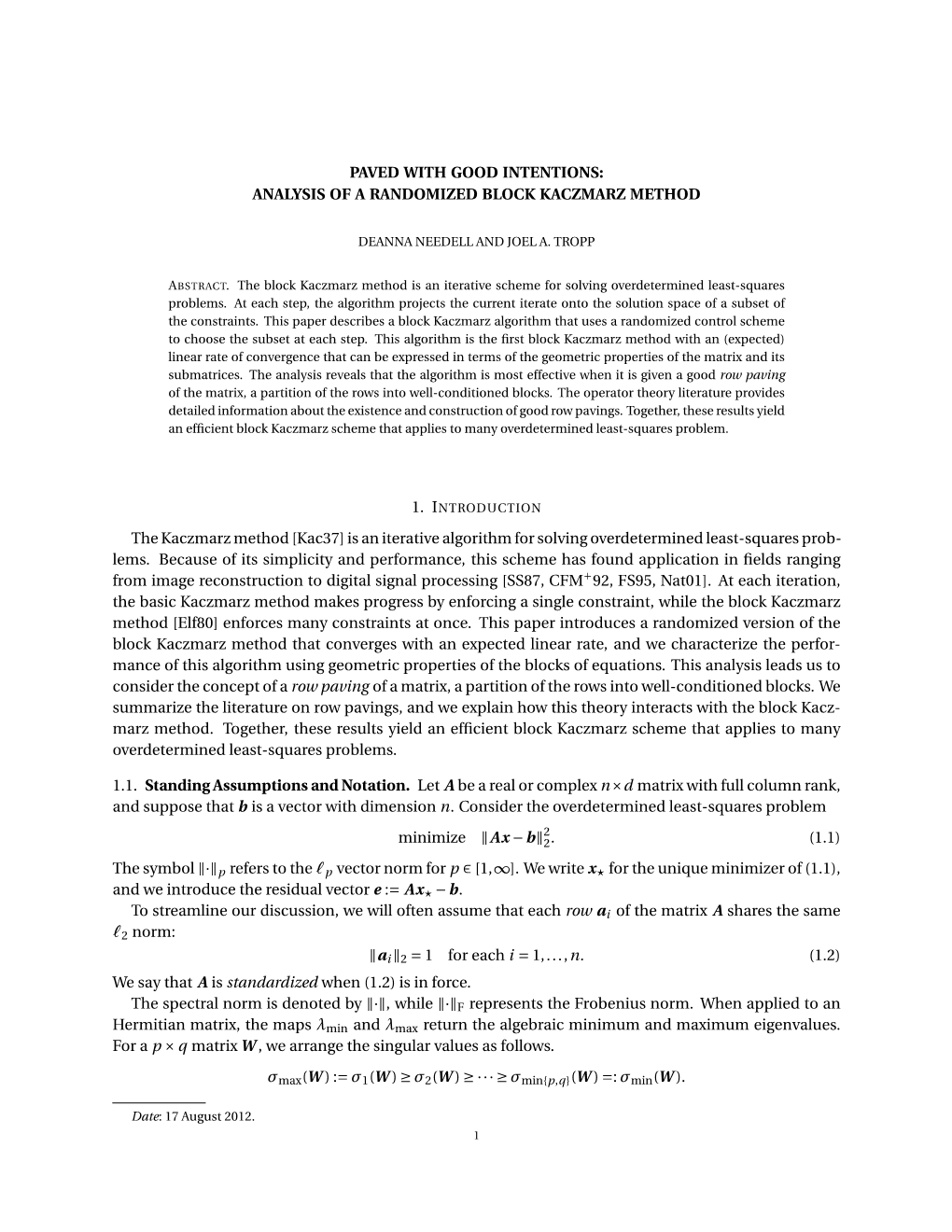 Is an Iterative Algorithm for Solving Overdetermined Least-Squares Prob- Lems