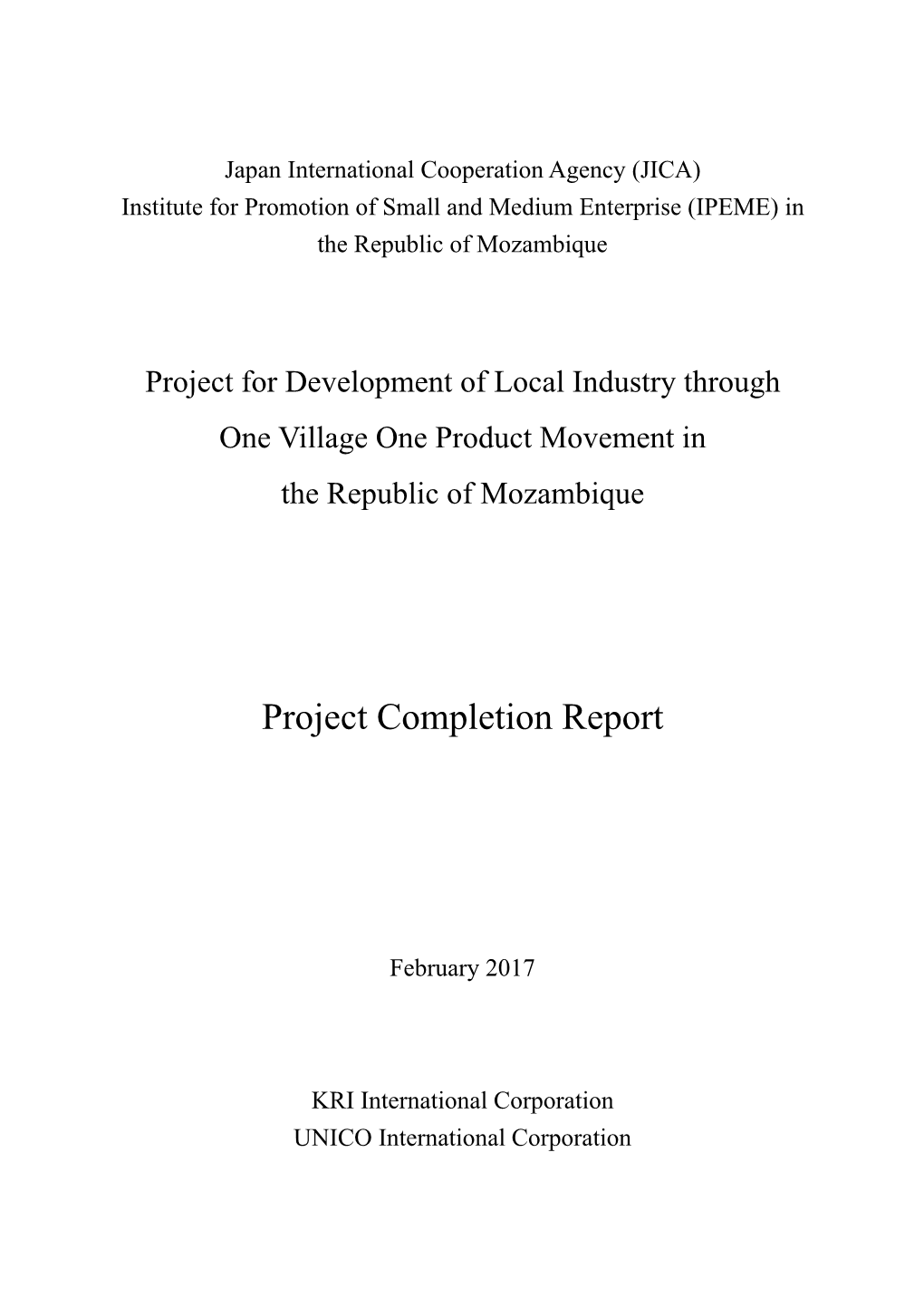 Project Completion Report