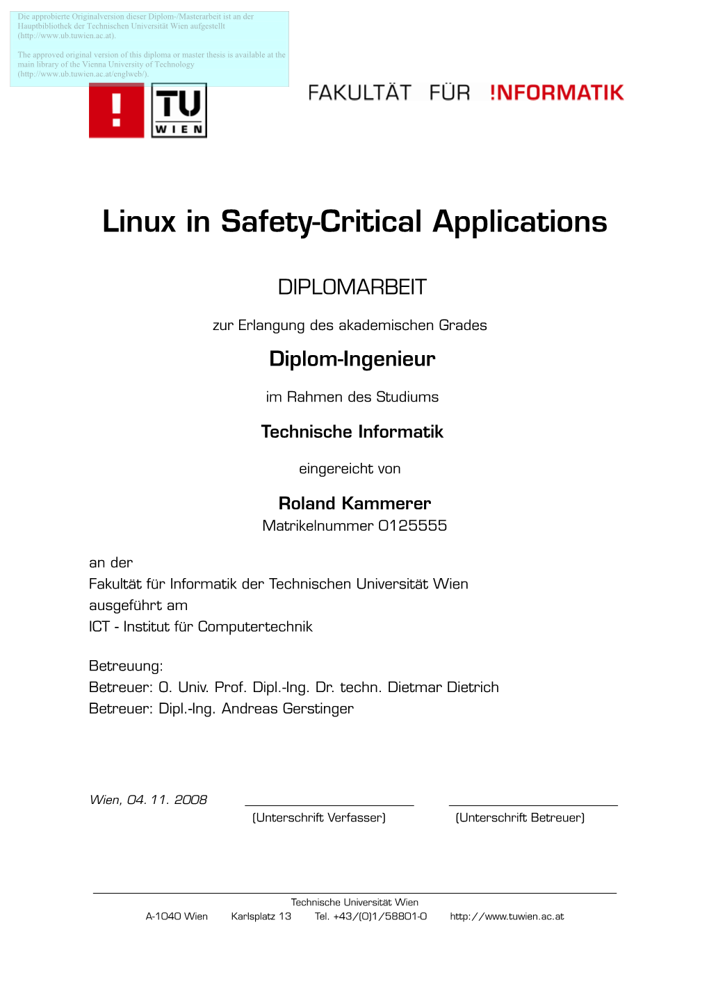 Linux in Safety-Critical Applications