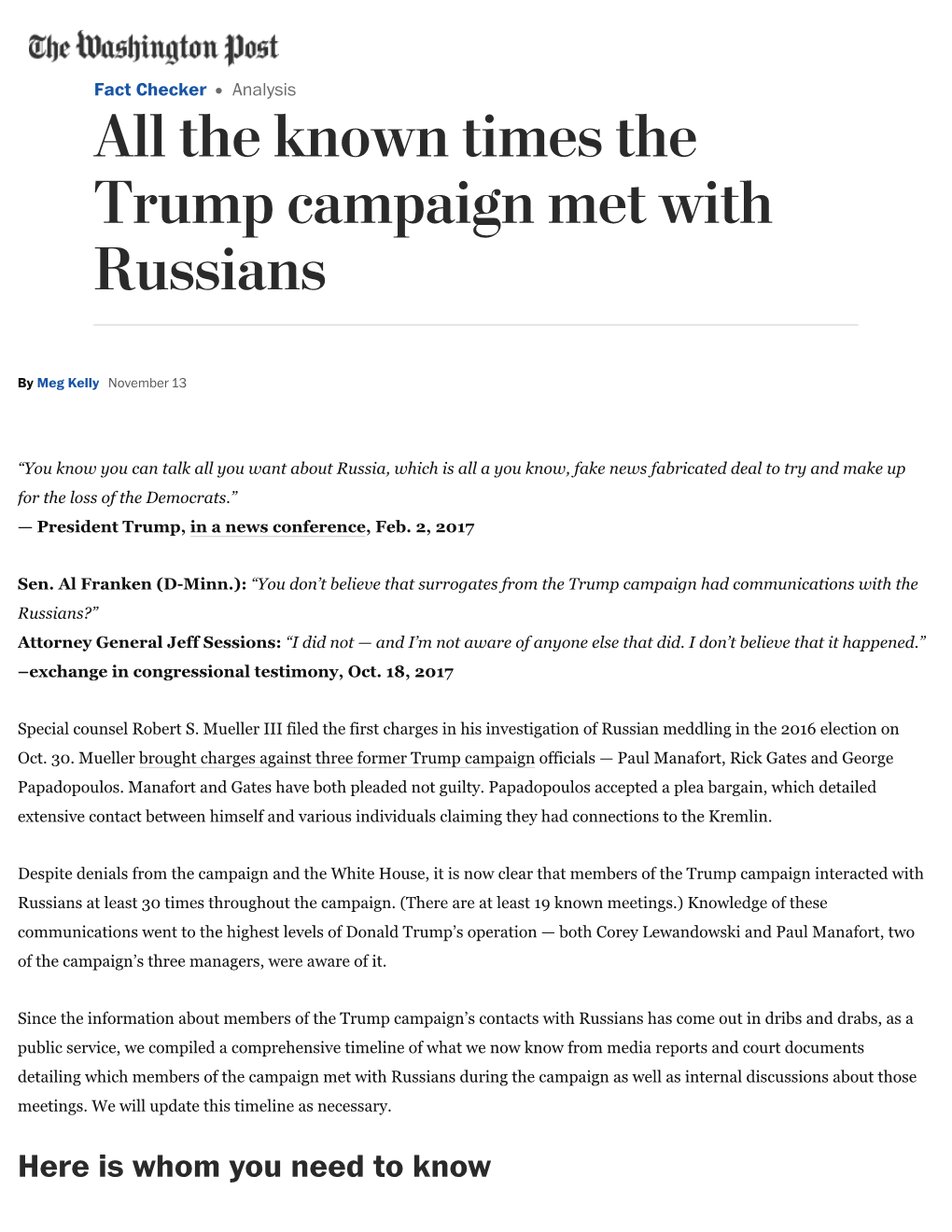 All the Known Times the Trump Campaign Met with Russians