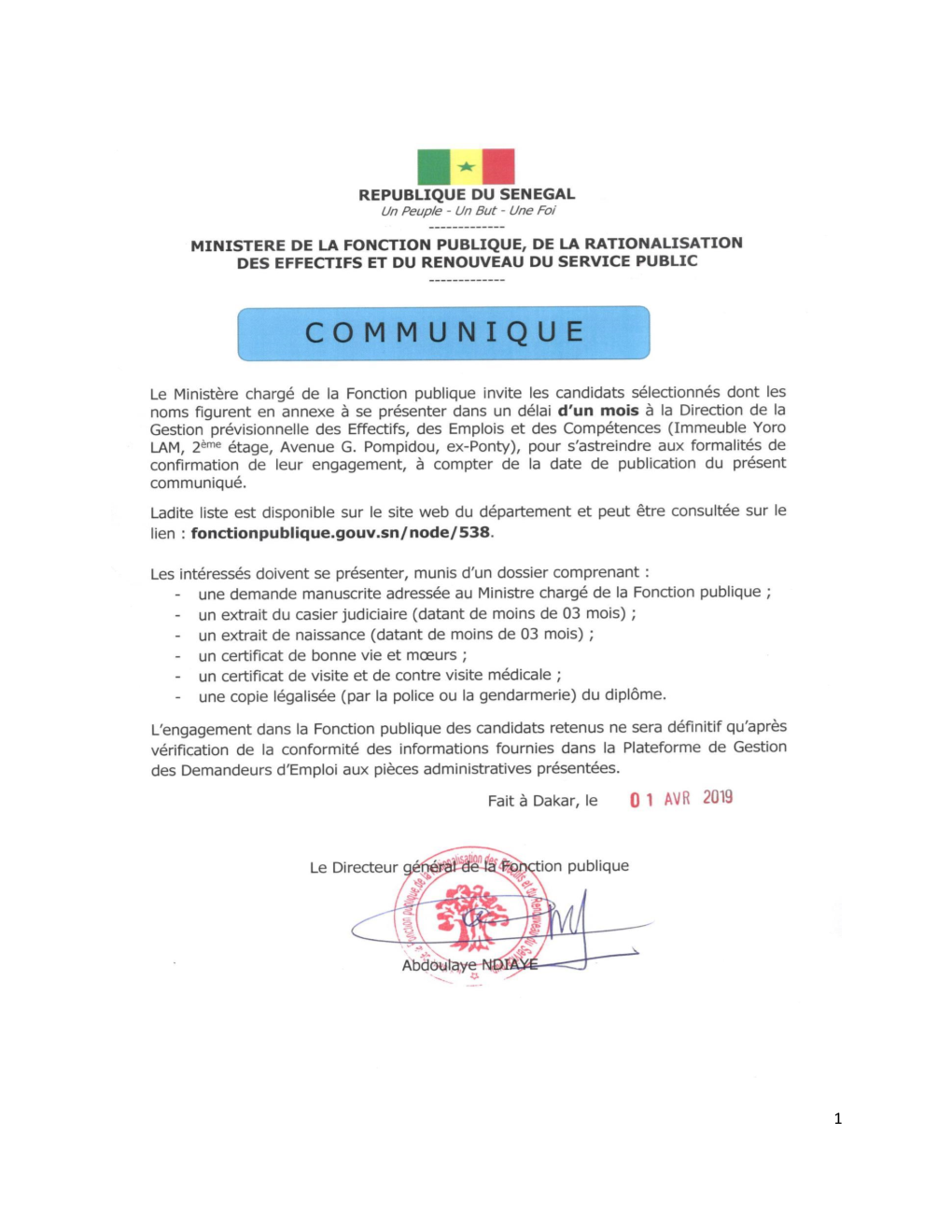 Recrutement Au Titre De 2018