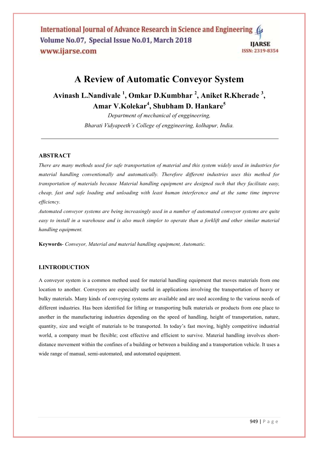 A Review of Automatic Conveyor System