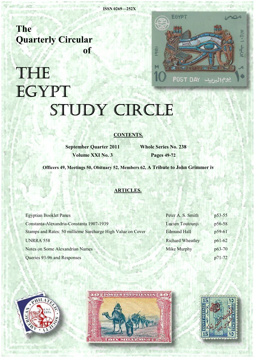 The Quarterly Circular of the Egypt Study Circle
