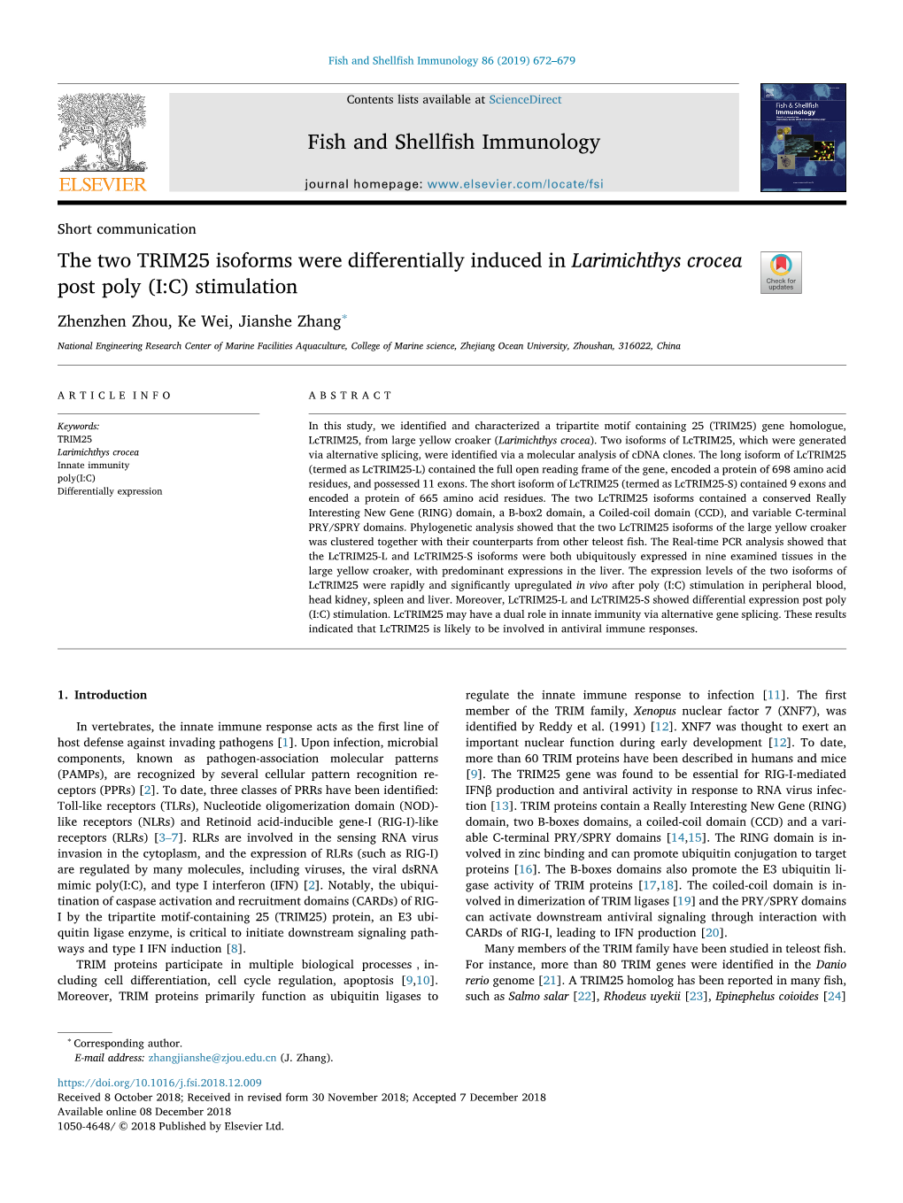 The Two TRIM25 Isoforms Were Differentially Induced In