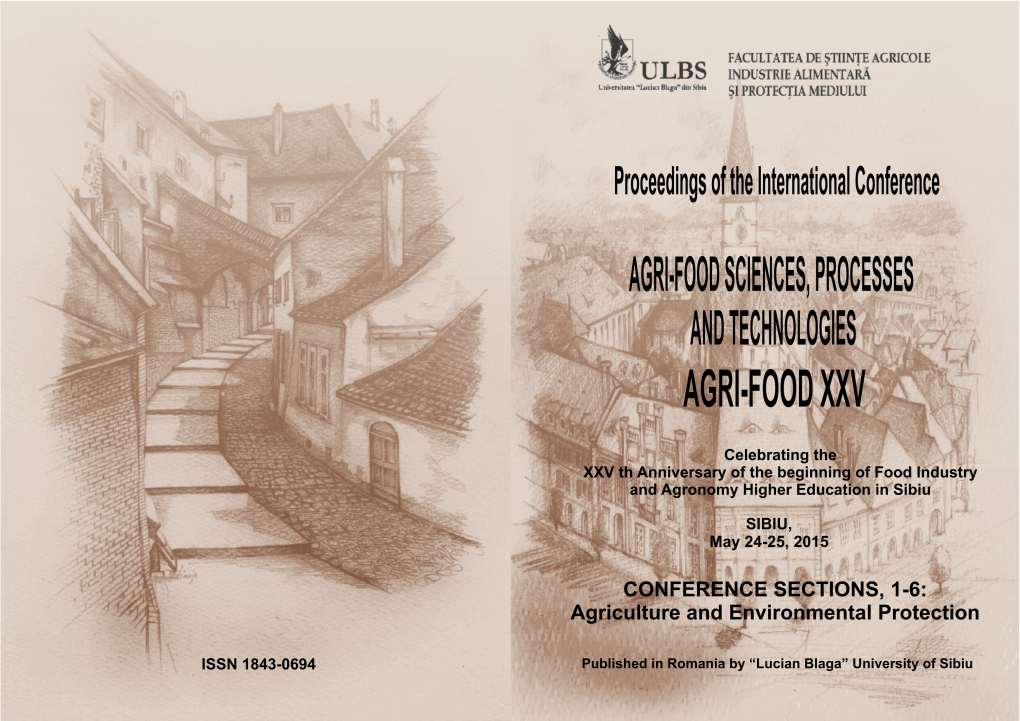 Agri-Food Sciences, Processes and Technologies”