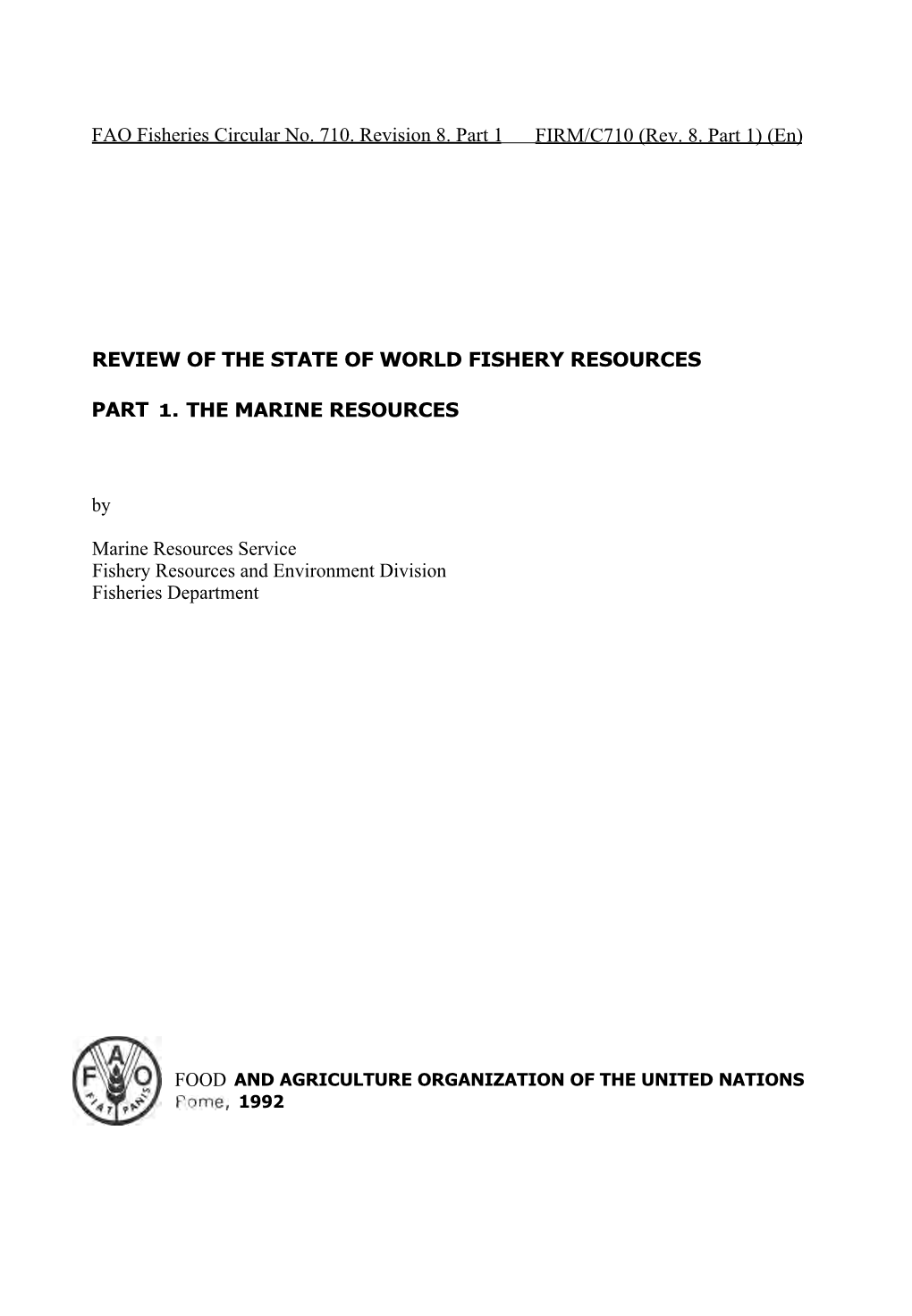 (En) REVIEW of the STATE of WORLD FISHERY RESOURCE