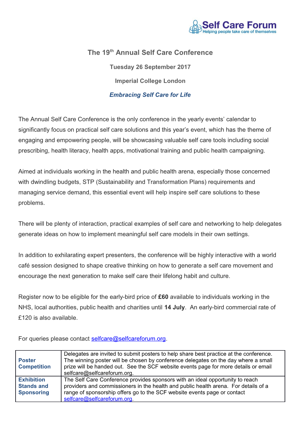 The 19Th Annual Self Care Conference