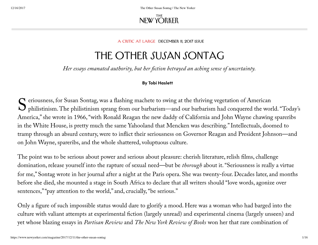 The Other Susan Sontag | the New Yorker