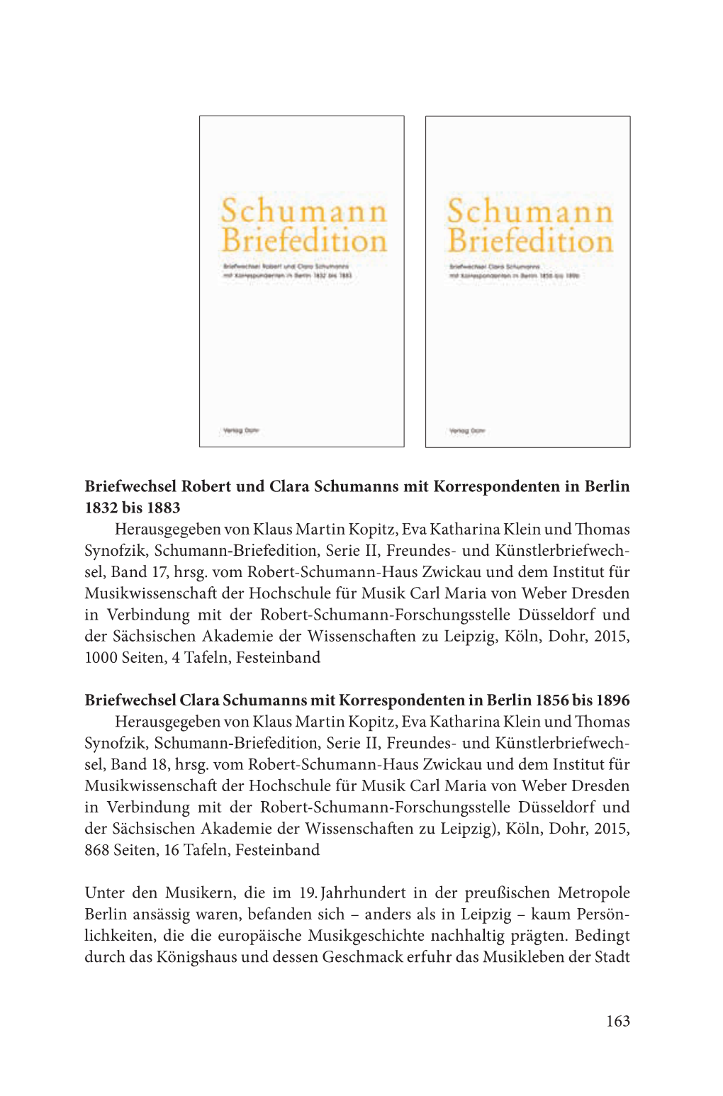 163 Briefwechsel Robert Und Clara Schumanns Mit Korrespondenten In