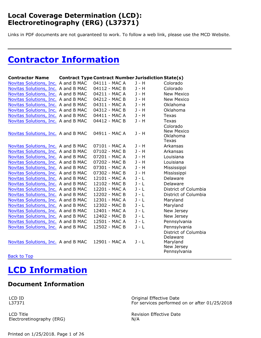 Local Coverage Determination for Electroretinography (ERG) (L37371)