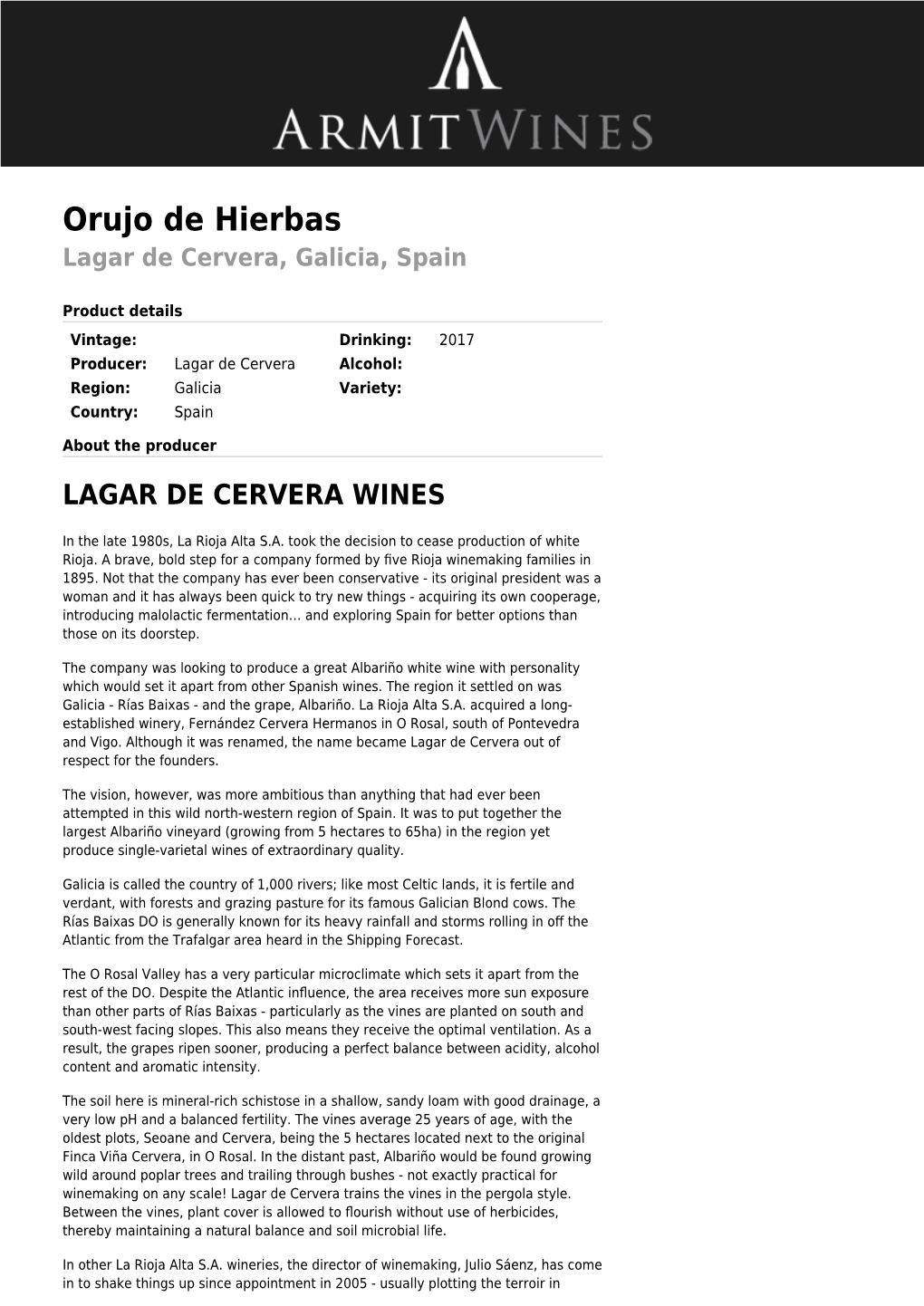 Orujo De Hierbas Lagar De Cervera, Galicia, Spain