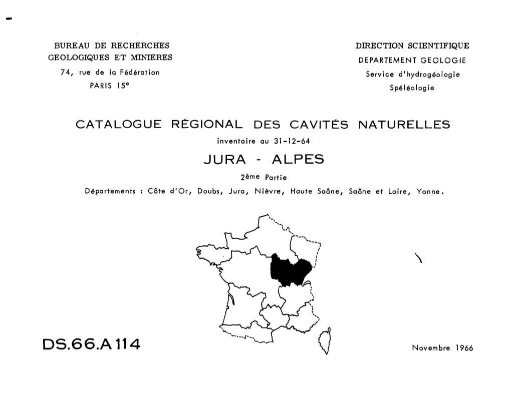 Catalogue Régional Des Cavités Naturelles Ds.66.A114