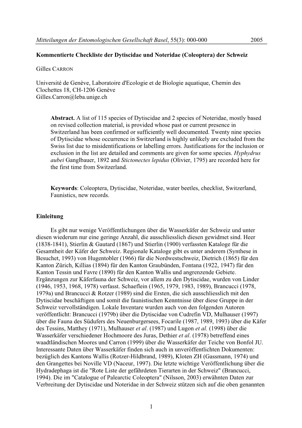 000-000 2005 Kommentierte Checkliste Der Dytiscidae