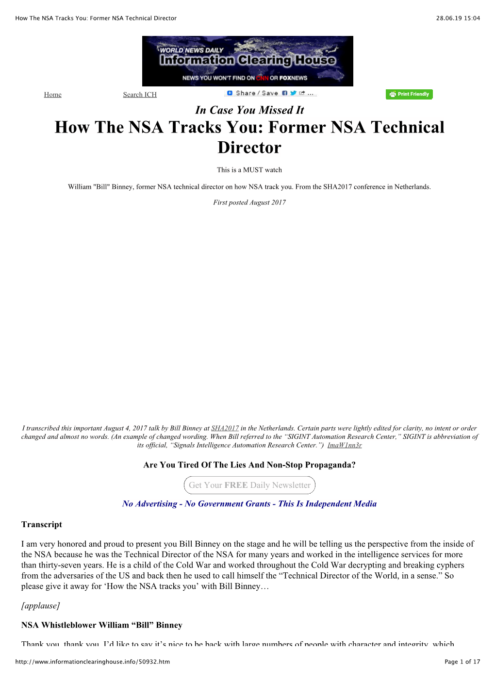 How the NSA Tracks You: Former NSA Technical Director 28.06.19 15:04