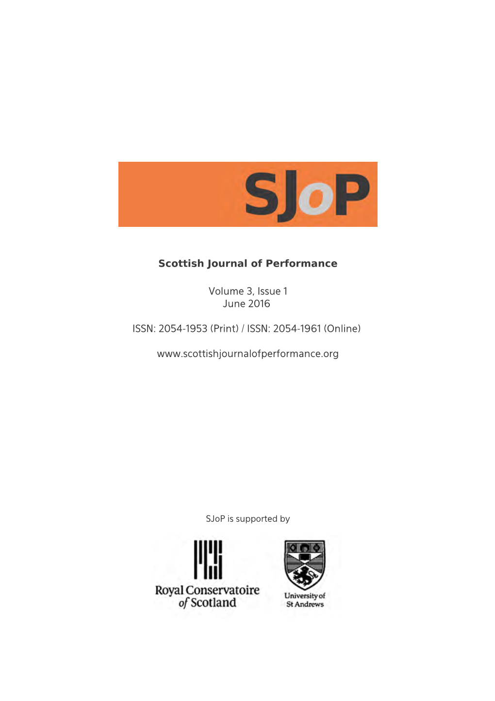 Scottish Journal of Performance Volume 3, Issue 1 June 2016 ISSN