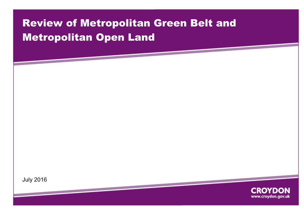 Review of Metropolitan Green Belt and Metropolitan Open Land