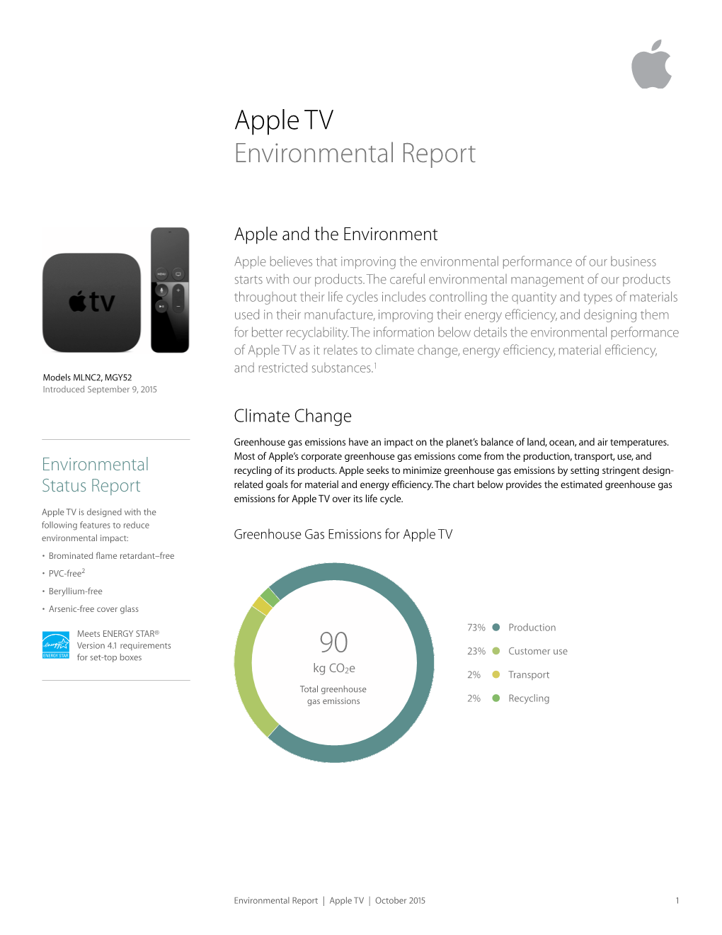 Apple TV Environmental Report