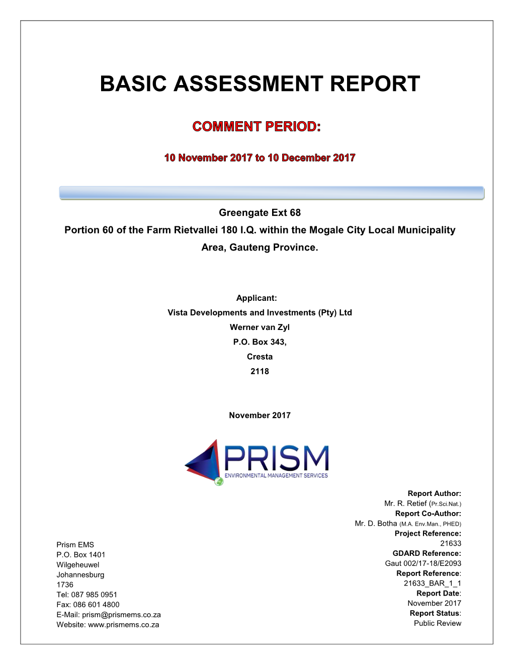 Basic Assessment Report