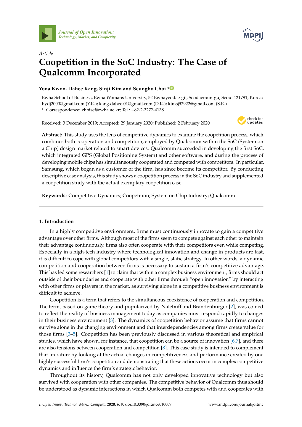 Coopetition in the Soc Industry: the Case of Qualcomm Incorporated