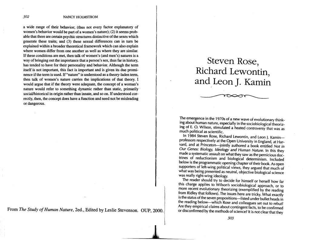 Steven Rose, Richard Lewontin, And,Leon]. Kamin