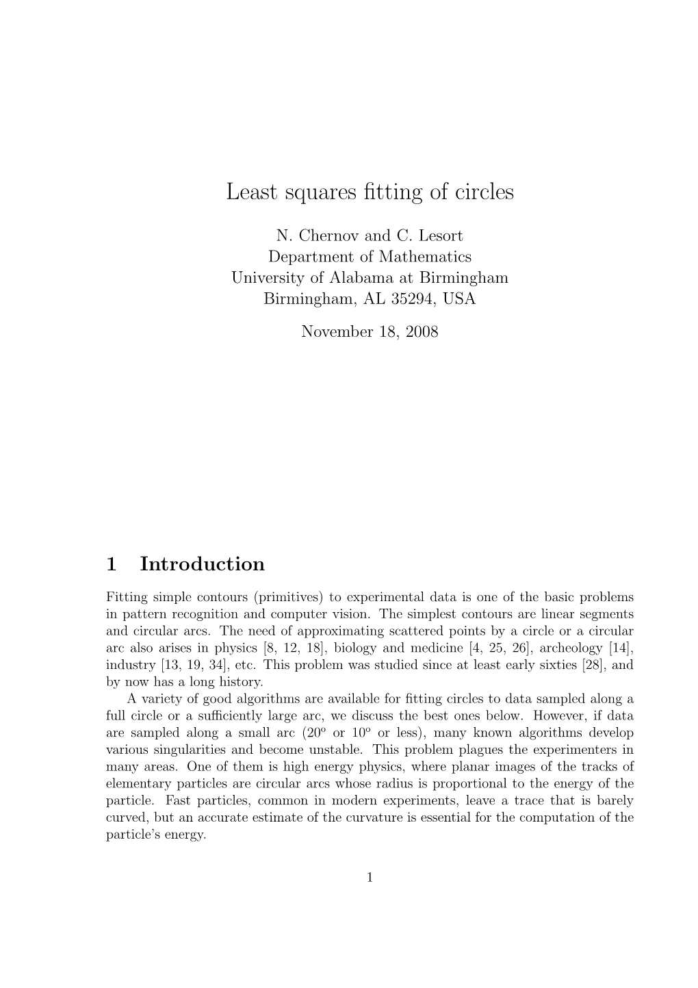 Least Squares Fitting of Circles