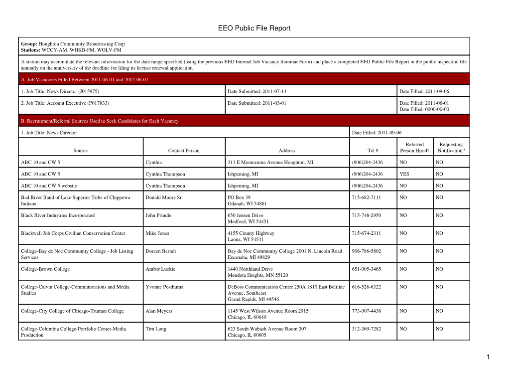 EEO Public File Report 1
