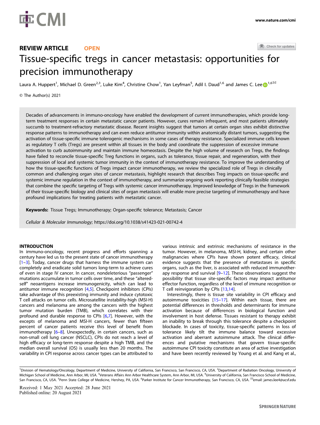 Tissue-Specific Tregs in Cancer Metastasis: Opportunities for Precision Immunotherapy