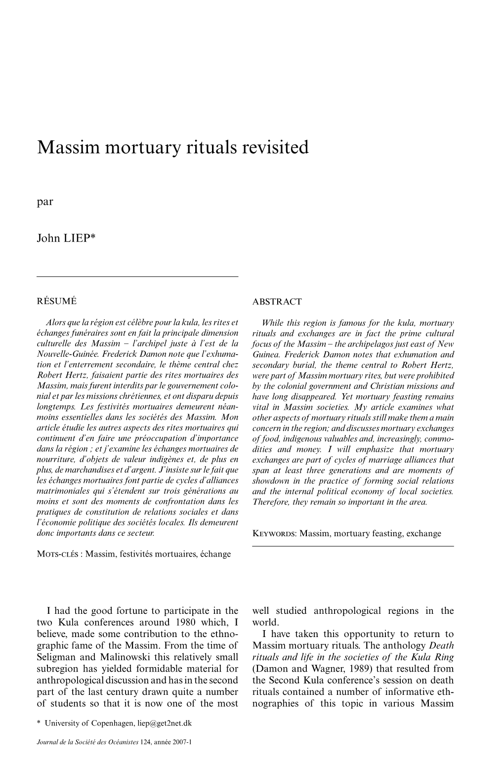 Massim Mortuary Rituals Revisited