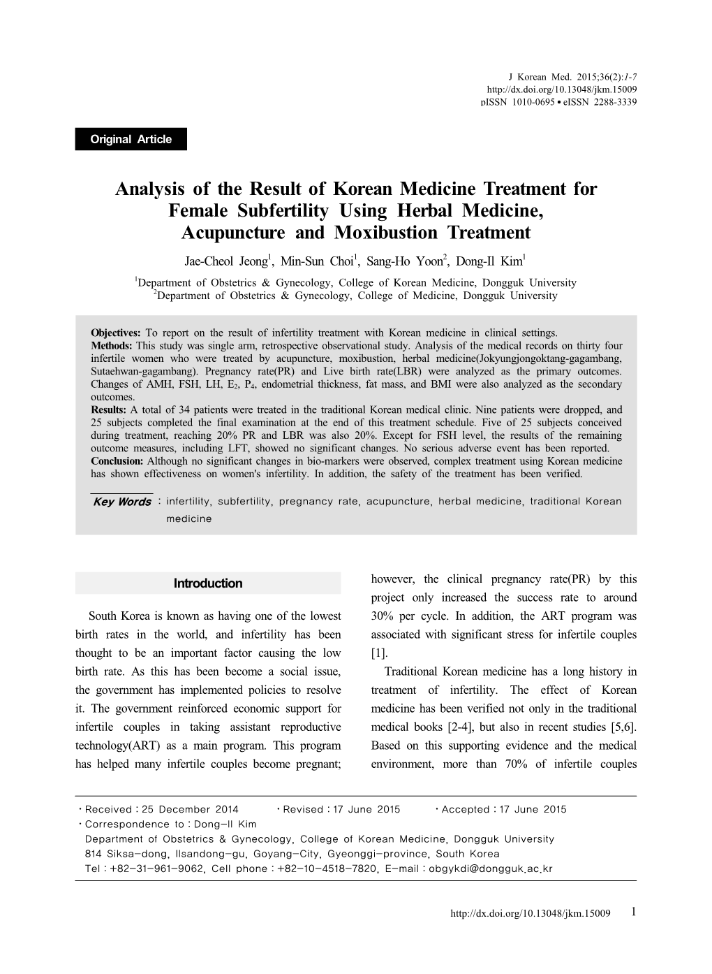 Analysis of the Result of Korean Medicine Treatment for Female