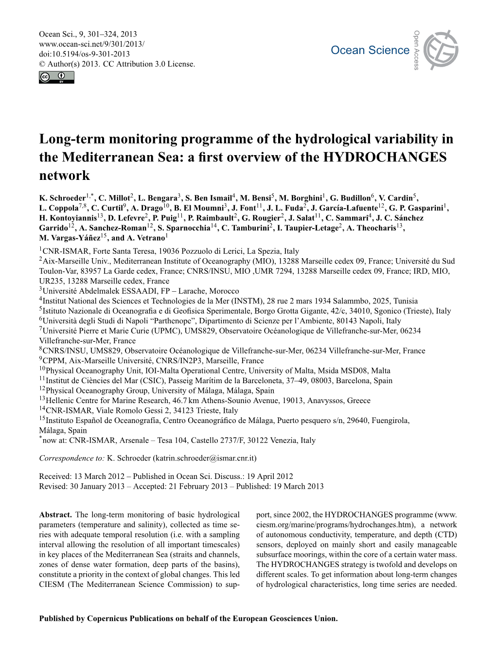 Long-Term Monitoring Programme of the Hydrological