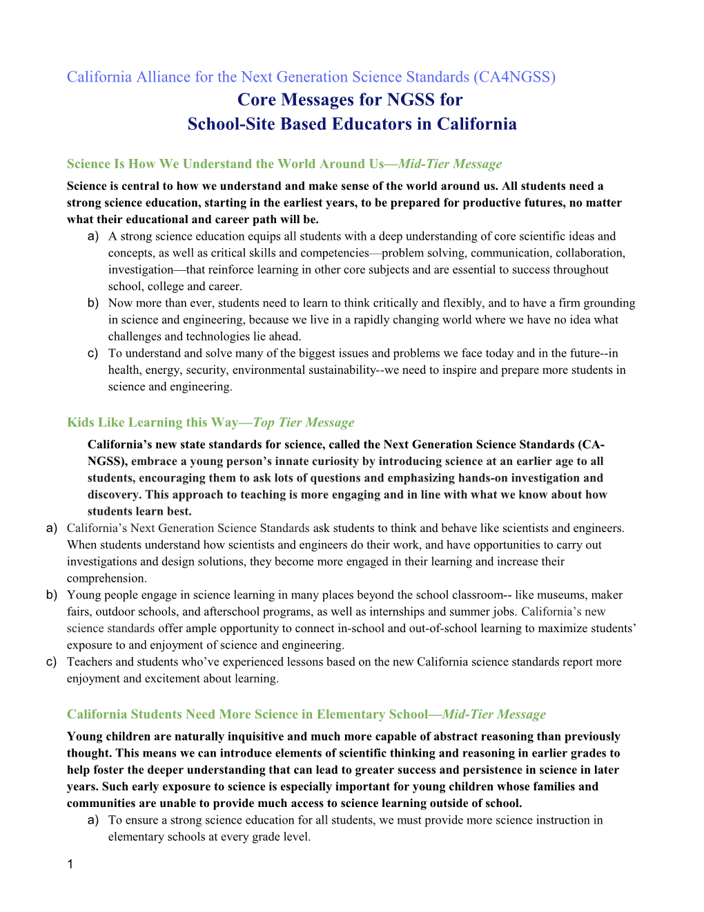 California Alliance for the Next Generation Science Standards (CA4NGSS)