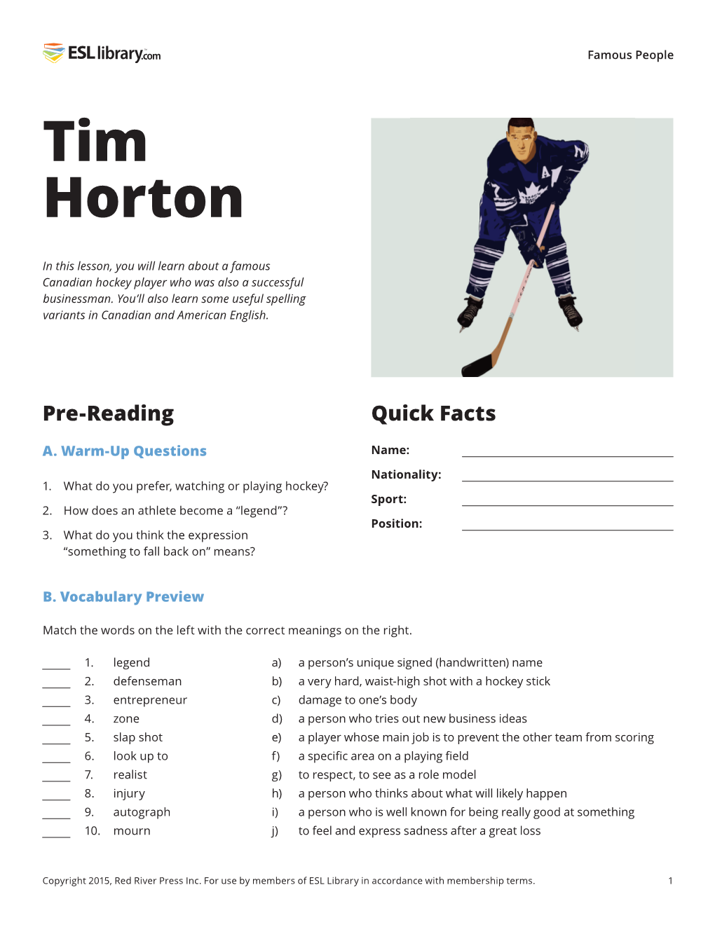 Tim Horton – Famous People – ESL Library