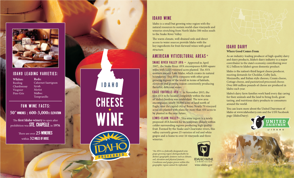 Idaho Wine + Cheese Pairing Brochure