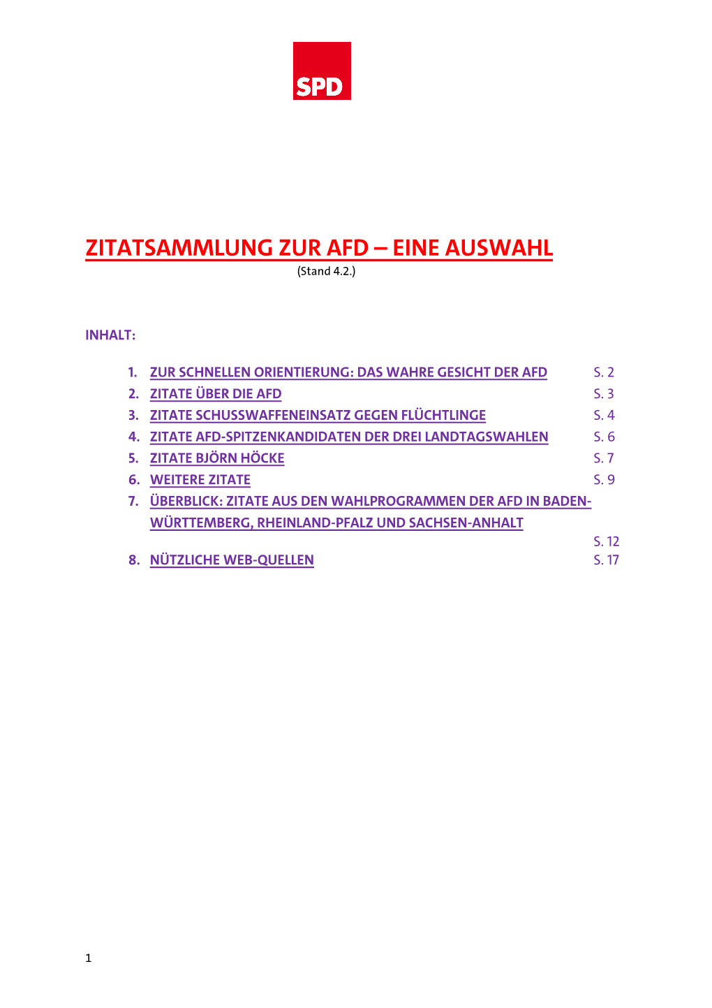 Zitatsammlung Zur Afd – Eine Auswahl (Stand 4.2.)