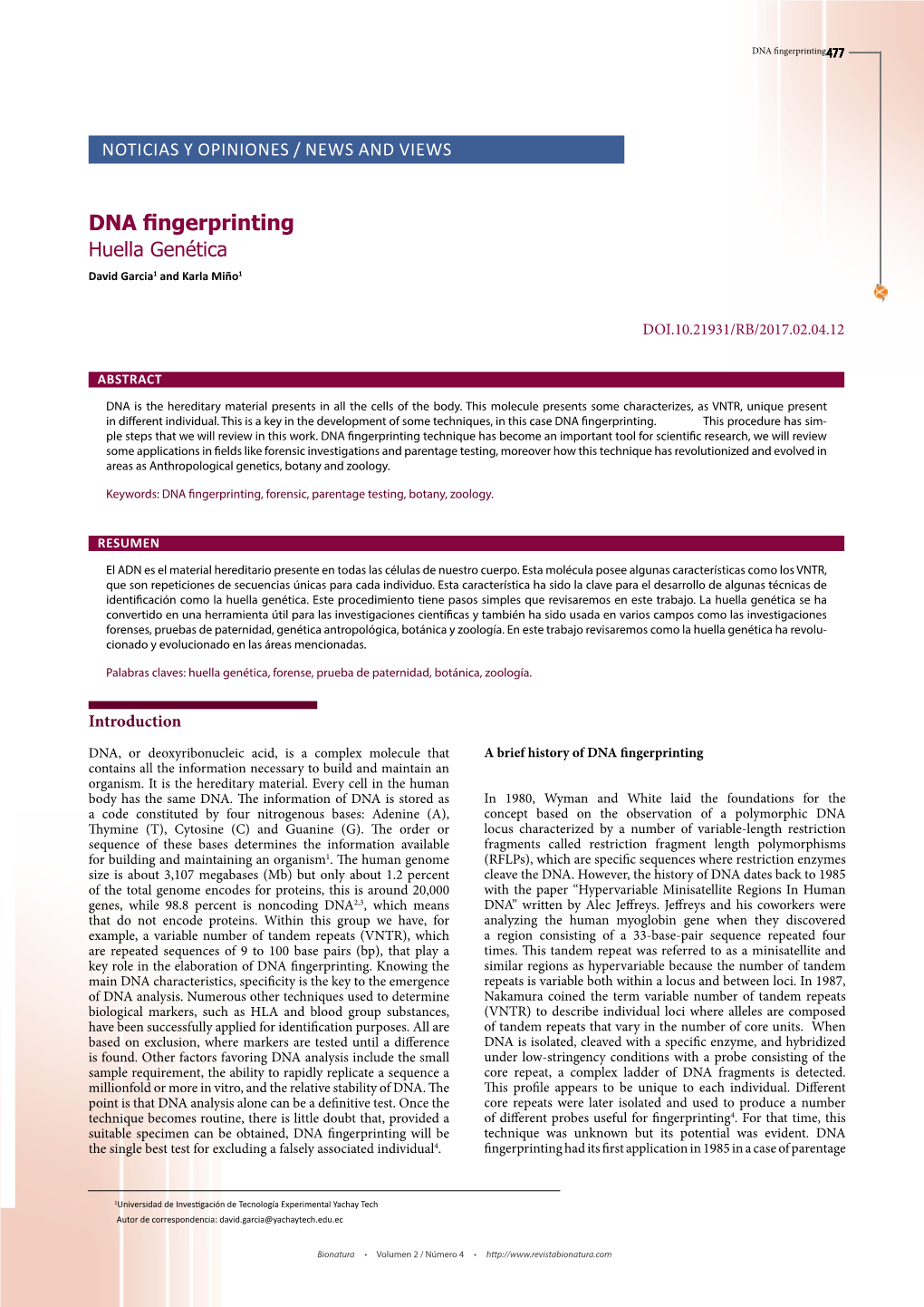 DNA Fingerprinting477