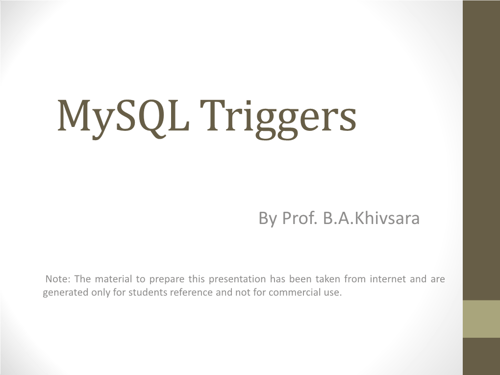 Mysql Triggers