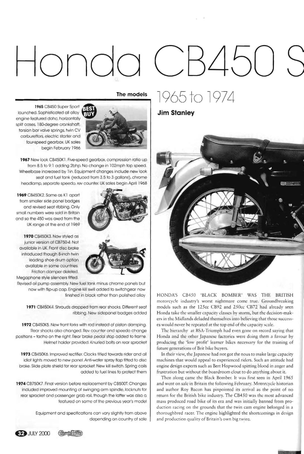 1965 to 1974 1965 CB450 Super Sport ,~ Launched
