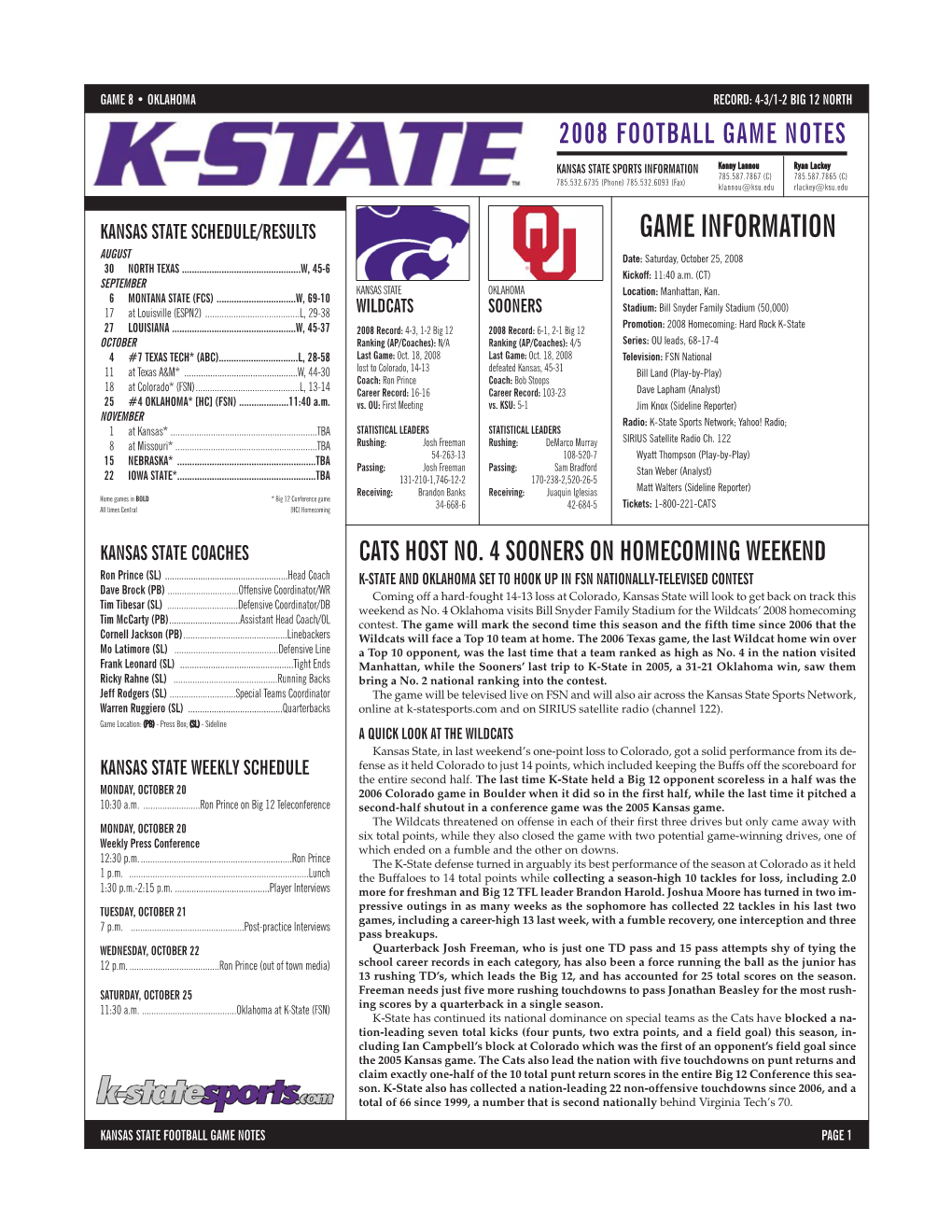 Josh Freeman Kansas State Wildcats