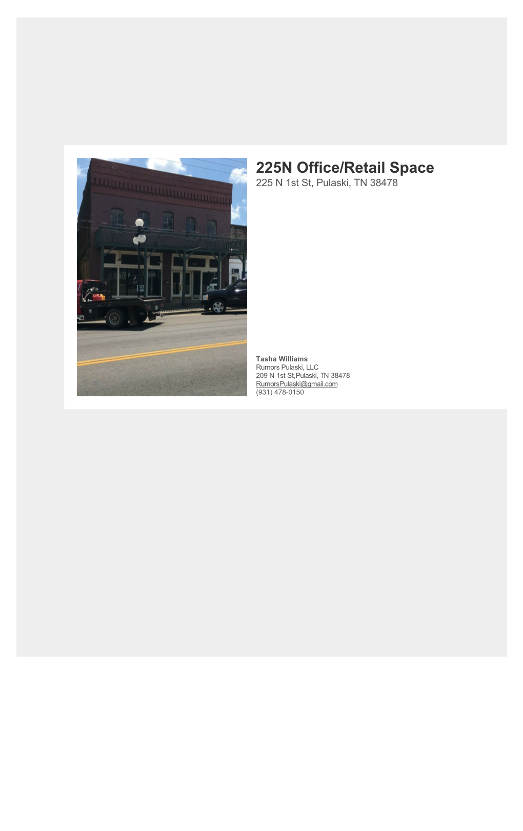 225N Office/Retail Space 225 N 1St St, Pulaski, TN 38478