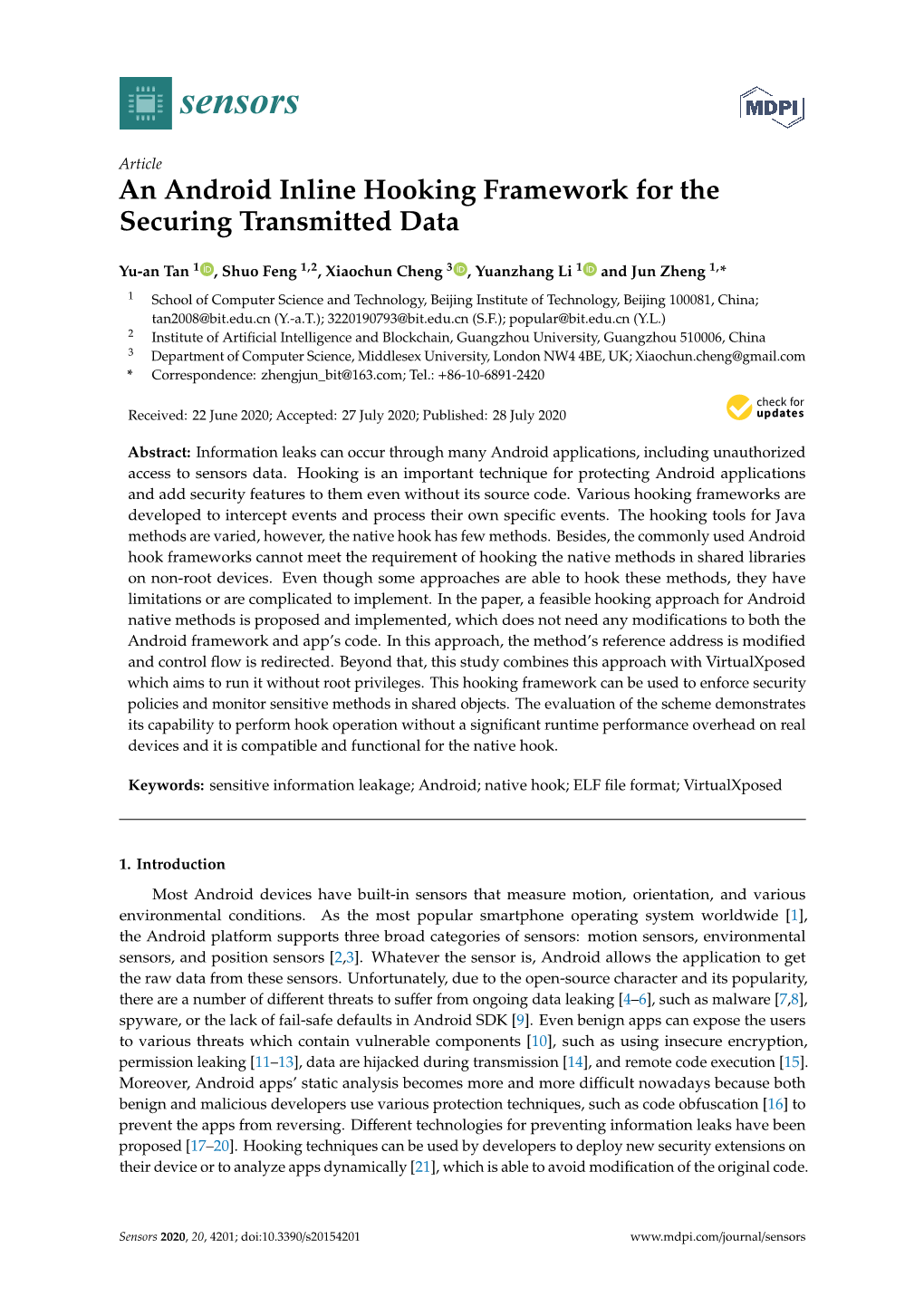 An Android Inline Hooking Framework for the Securing Transmitted Data