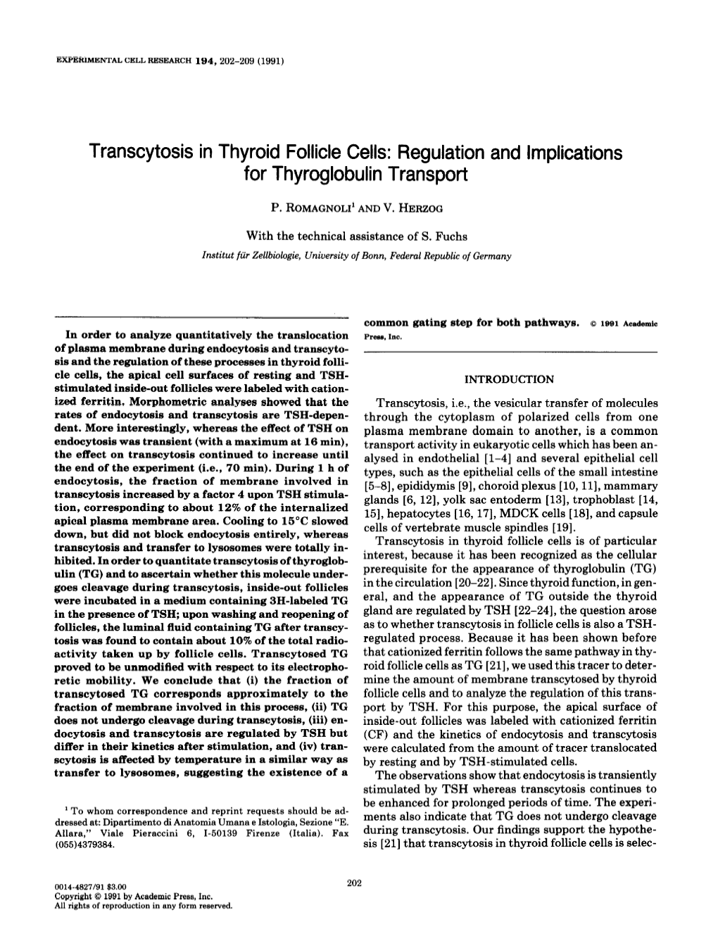 Transcytosis in Thyroid Follicle Cells: Regulation and Implications for Thyroglobulin Transport