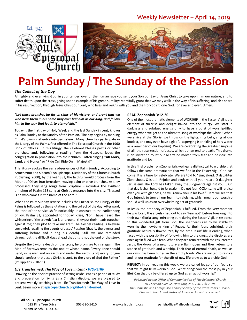 Palm Sunday / the Sunday of the Passion