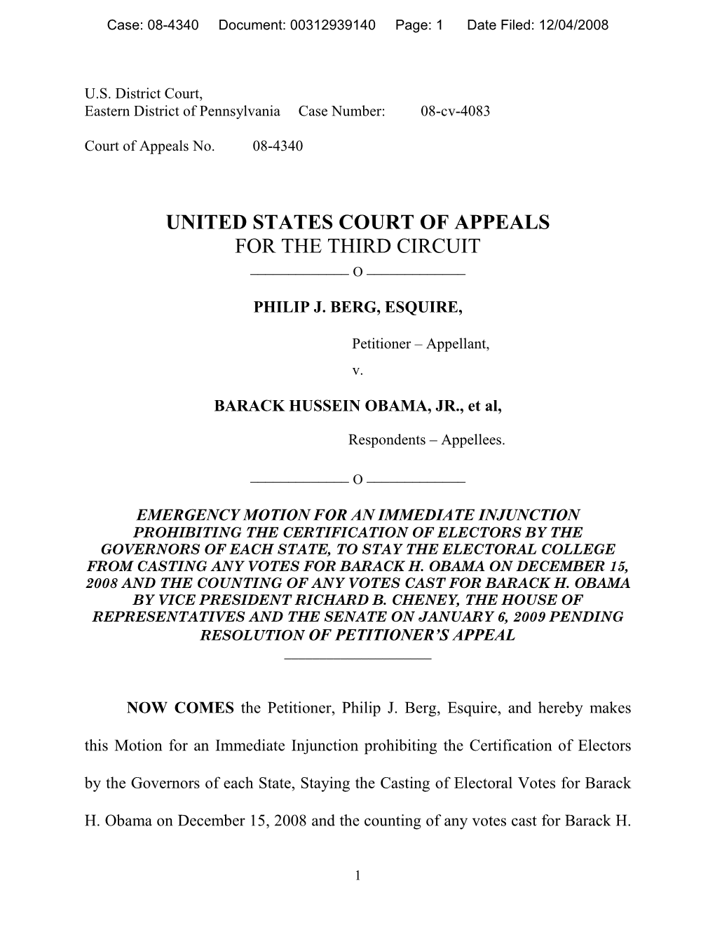 United States Court of Appeals for the Third Circuit ______Ο ______