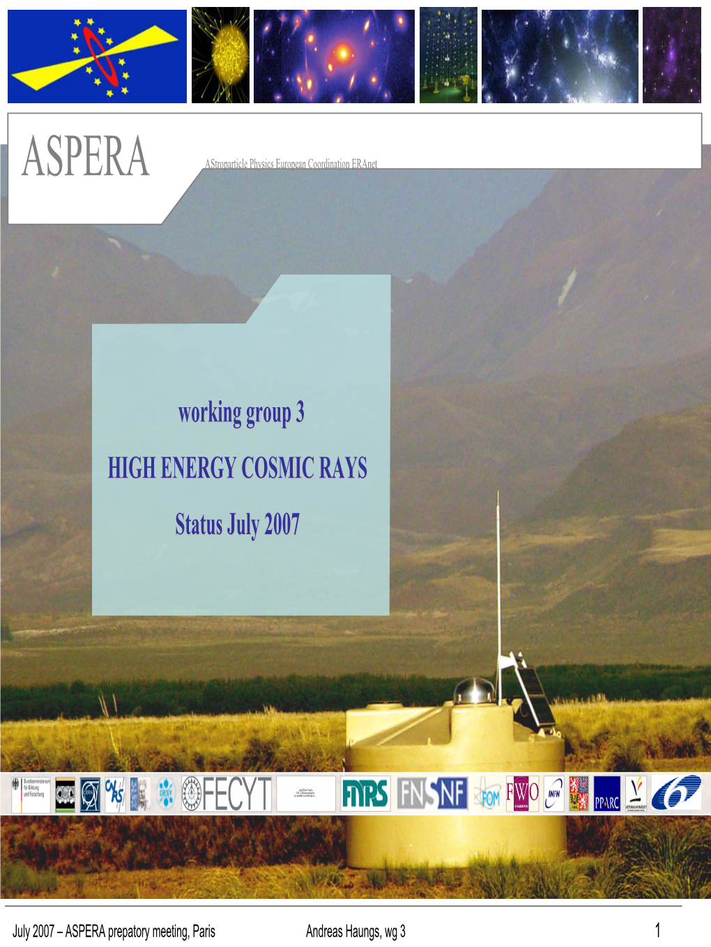 ASPERA Astroparticle Physics European Coordination Eranet