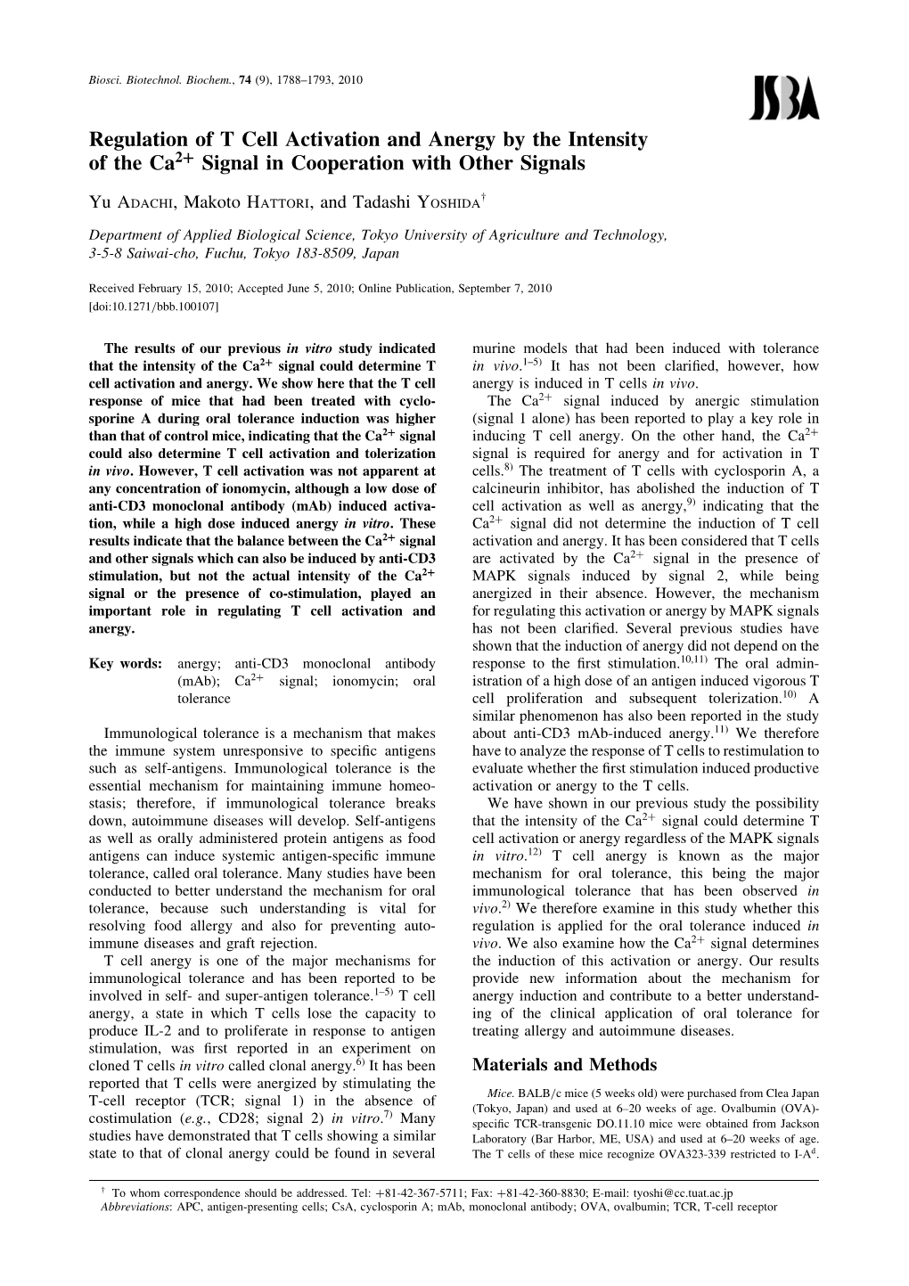 Regulation of T Cell Activation and Anergy by the Intensity of the Ca2þ Signal in Cooperation with Other Signals