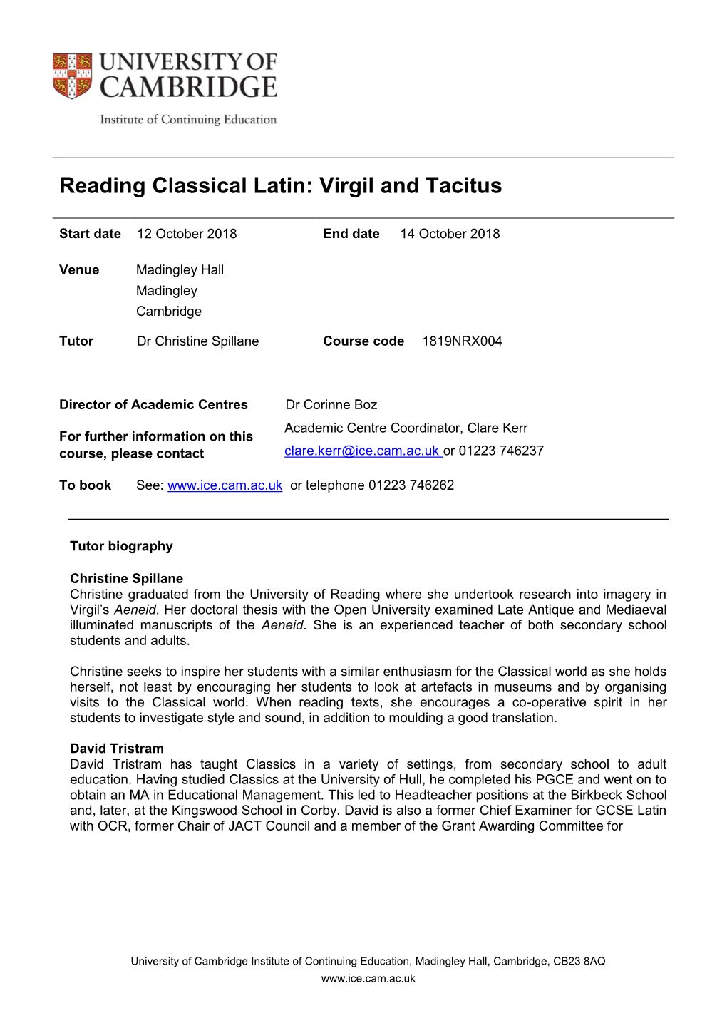 Reading Classical Latin: Virgil and Tacitus