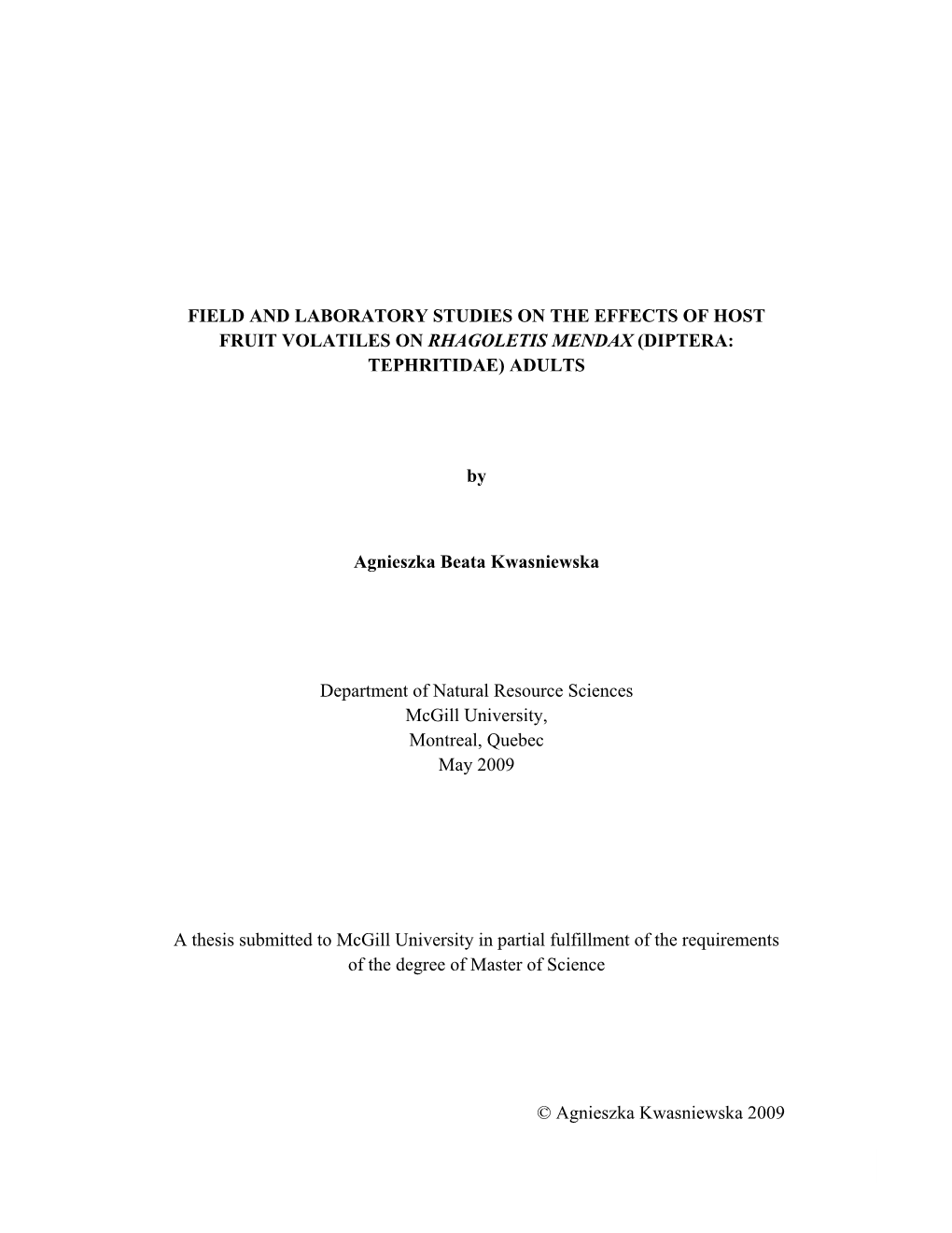 0 Field and Laboratory Studies on the Effects Of