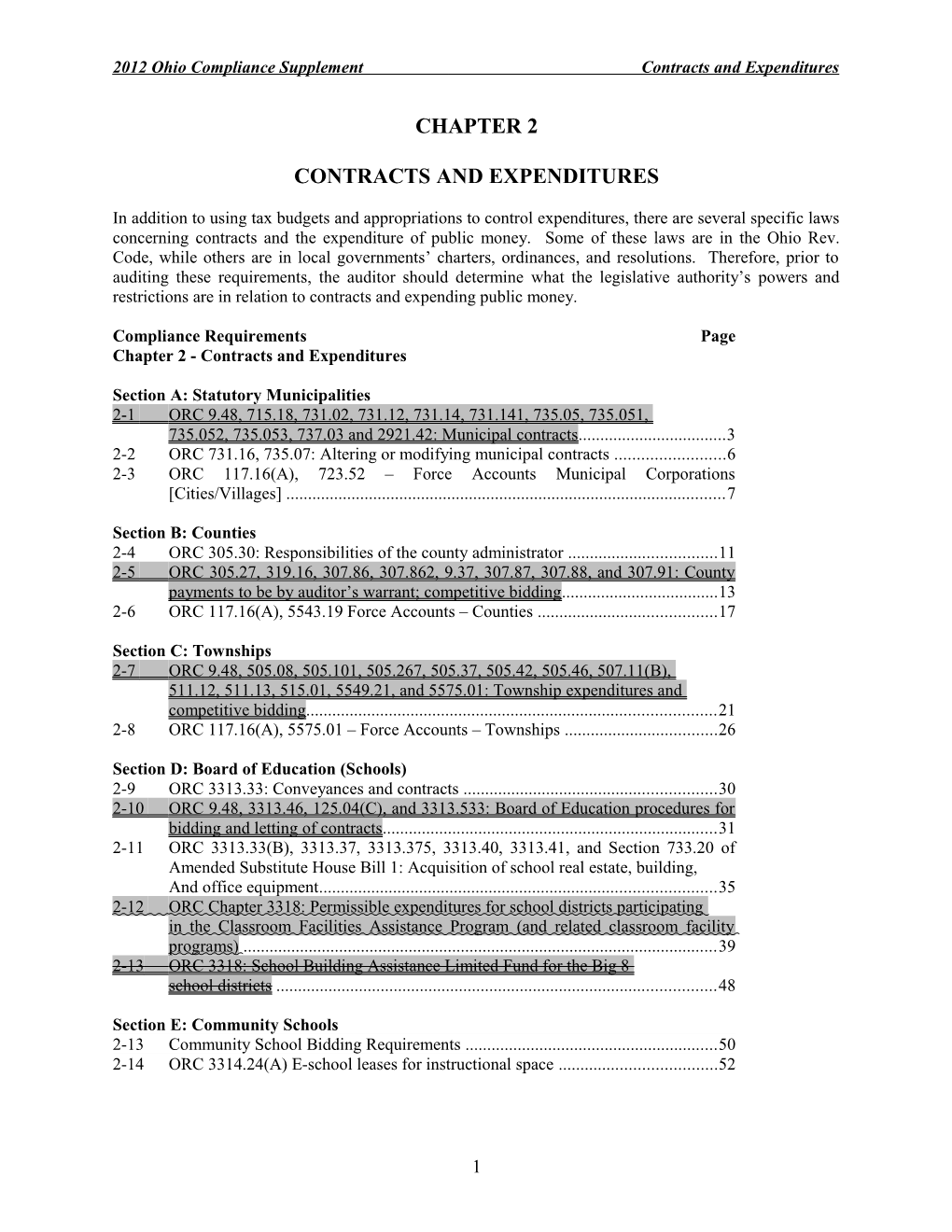 2012 Ohio Compliance Supplement Contracts and Expenditures